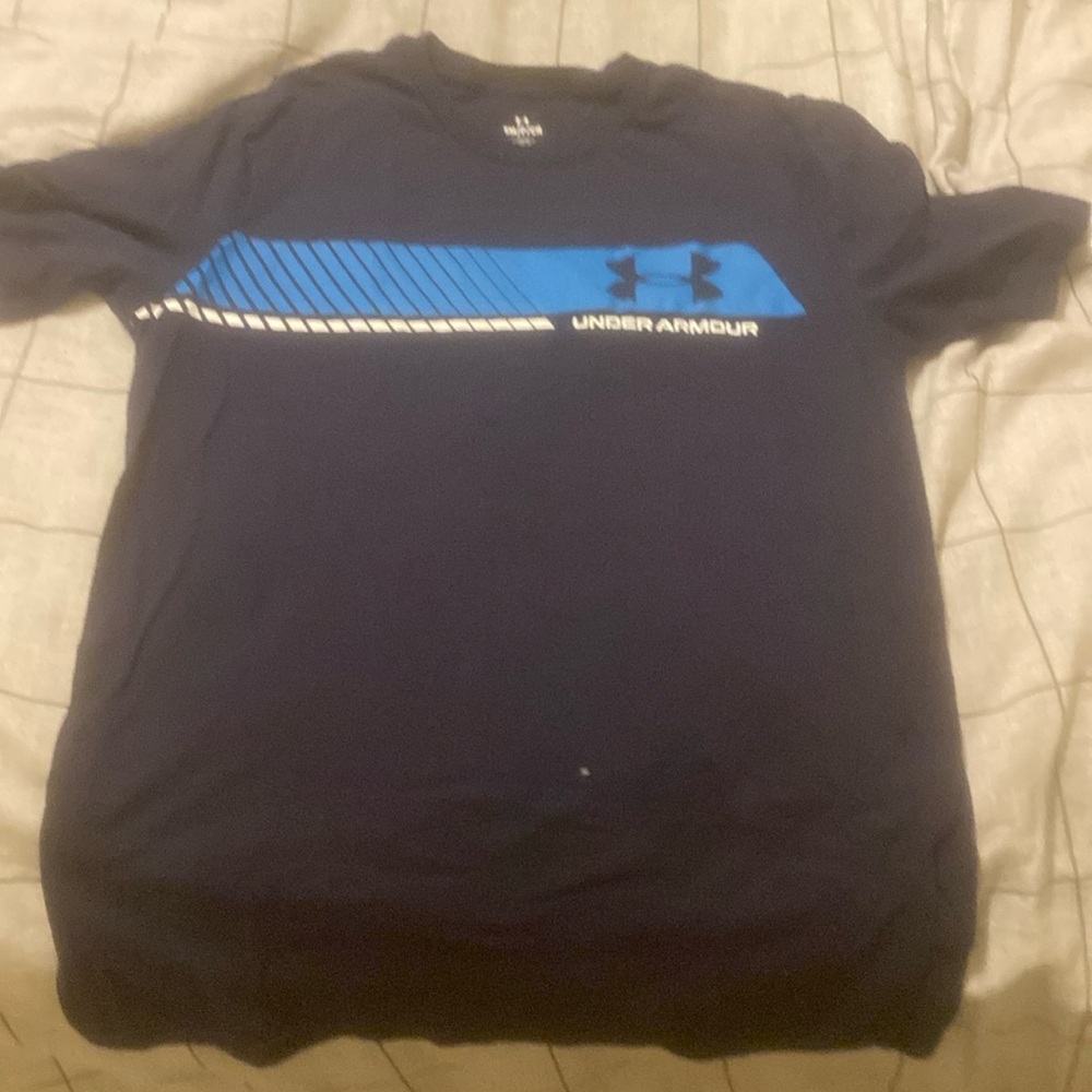 Plain dark blue under armor shirt
